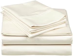 100% Percale Cotton 4 PC Sheet Set Ultra Soft & Cozy Bedding Sheets 15" Deep Pocket 400 TC RV-King (72"X80") Ivory Solid