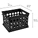 Sterilite Mini Crate, Stackable Plastic Storage Bin with Handles, Organize Home, Garage, Office, School, Dorm Room, Black, 12-Pack