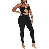 YOUFE Women's Sexy Backless Jumpsuit Hollow Out Sleeveless Tube Top Bodycon Pant One Piece outfit Party Club One Piece Set