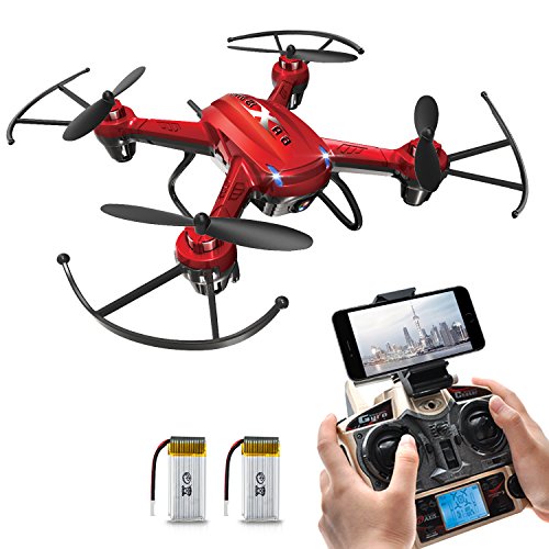 Potensic F186WH Hover RC Drone RTF Altitude Hold Mini Quadcopter UFO with 2MP WiFi Camera(Red)