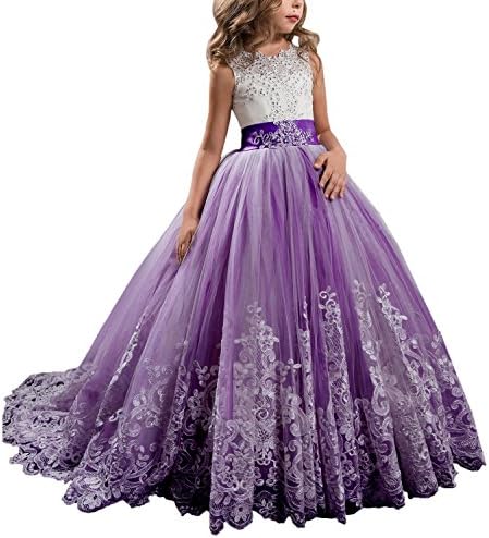 Magicdress Princess Lilac Long Girls Pageant Dresses Kids Prom Puffy Tulle Ball Gown 26