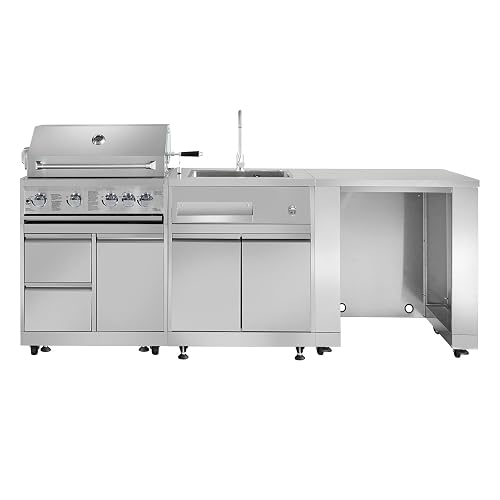 4 Pcs Stainless Steel BBQ Island Outdoor Kitchen Packages, 5-Burner ...