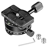 Neewer Panoramic Tripod Head, 360 Degree Bottom Rotation Aluminum Alloy Pan Head with Panorama Scale and QR Plate, Bubble Level for Tripod Monopod Slider DSLR Cameras, Max Load Up to 10 Kilograms
