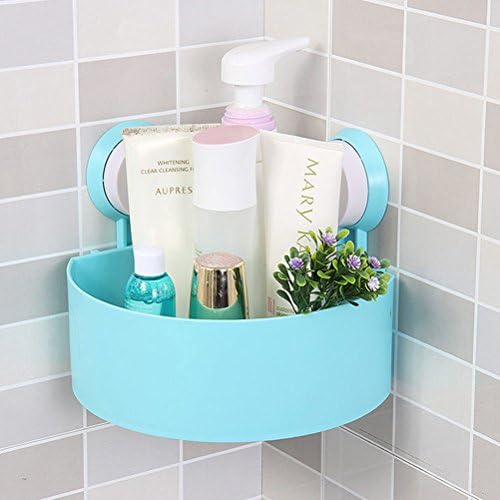 Jarad Plastic Suction Cup Bathroom Kitchen Corner Rack Shower Shelf Blue