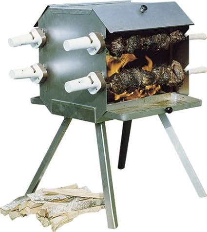 Mutzbratengrill Holzgrill mit 4 Spießen für 28 Portionen