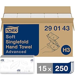 Tork Soft Singlefold Handdoeken Wit H3, Advanced, 15 x 250 vellen, 290143
