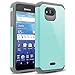 Kyocera Hydro Air, Kyocera Hydro Wave Case, RANZ Grey with Aqua Blue Hard Impact Dual Layer Shockproof Bumper Case For Kyocera Hydro Wave C6740