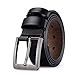 Tiitc Belts for Men Leather Dress Belt Black and Brown with Prong Buckle 38mm Wide (Black, 120cm)