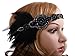 Vijiv Vintage Black Feather Silver 20s Headpiece 1920s Flapper Headband