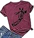 Giraffe Shirts Women Funny Animal Graphic Tees Casual Summer Short Sleeve T Shirt Tops (Purple, Large)