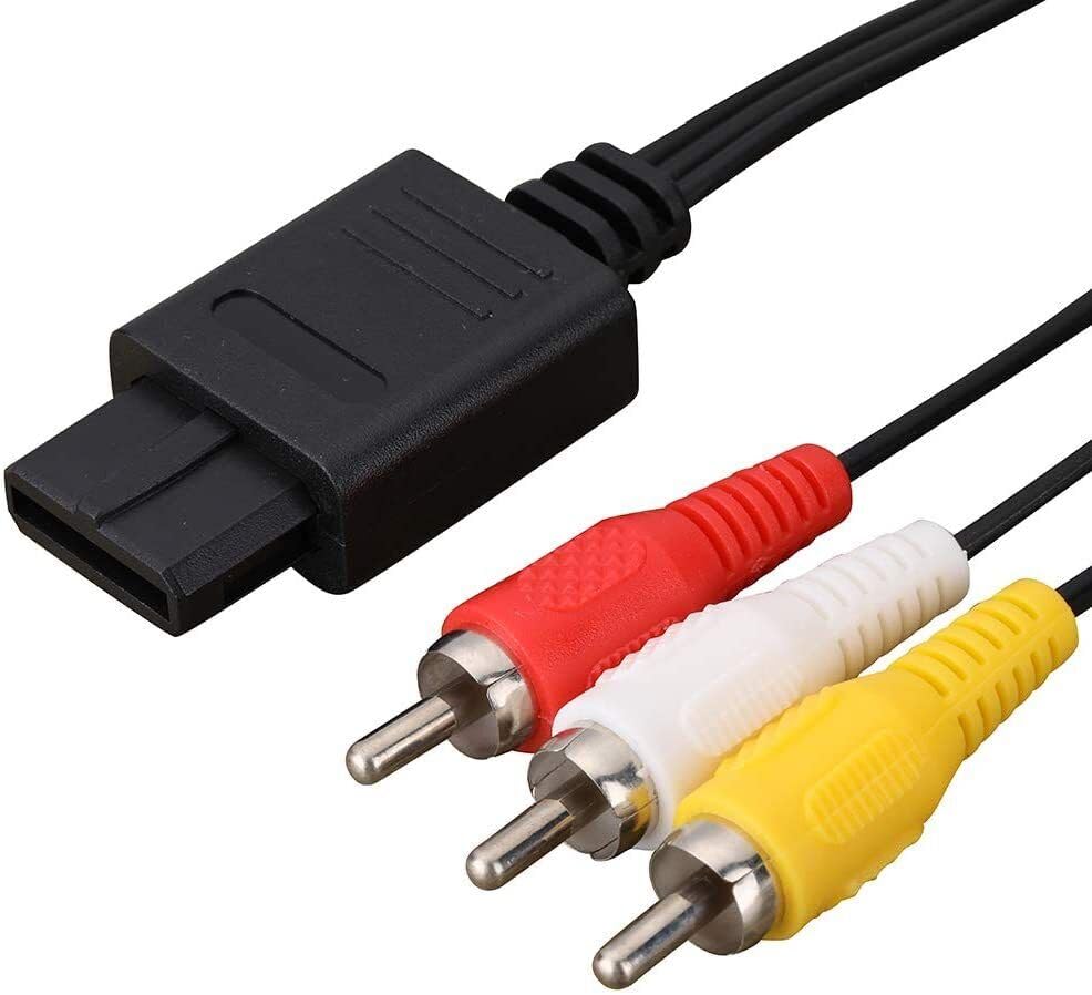 1.8m AV Cable Lead Composite RCA Audio Video TV Display Wire, Compatible with SNES Super Nintendo | GC GameCube | N64