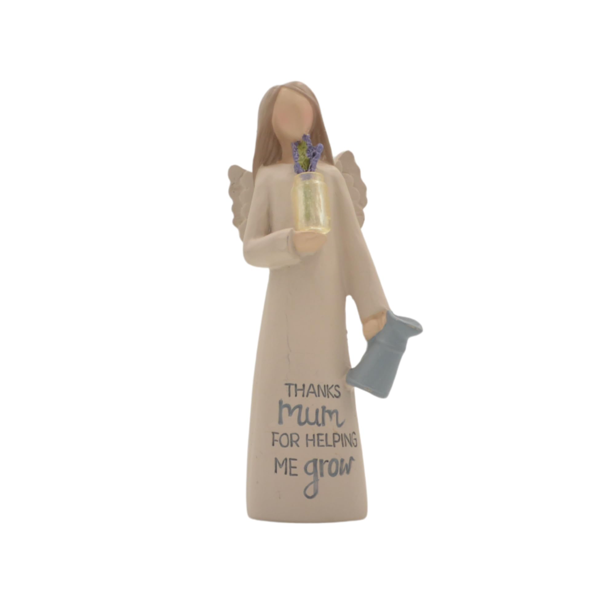 Feather & Grace Angel Holding Flower Clear Vase Hand Painted Figurine | Resin with Message | Decoration for Living Room, Bookshelf | Gift for Maa, Multi, one Size