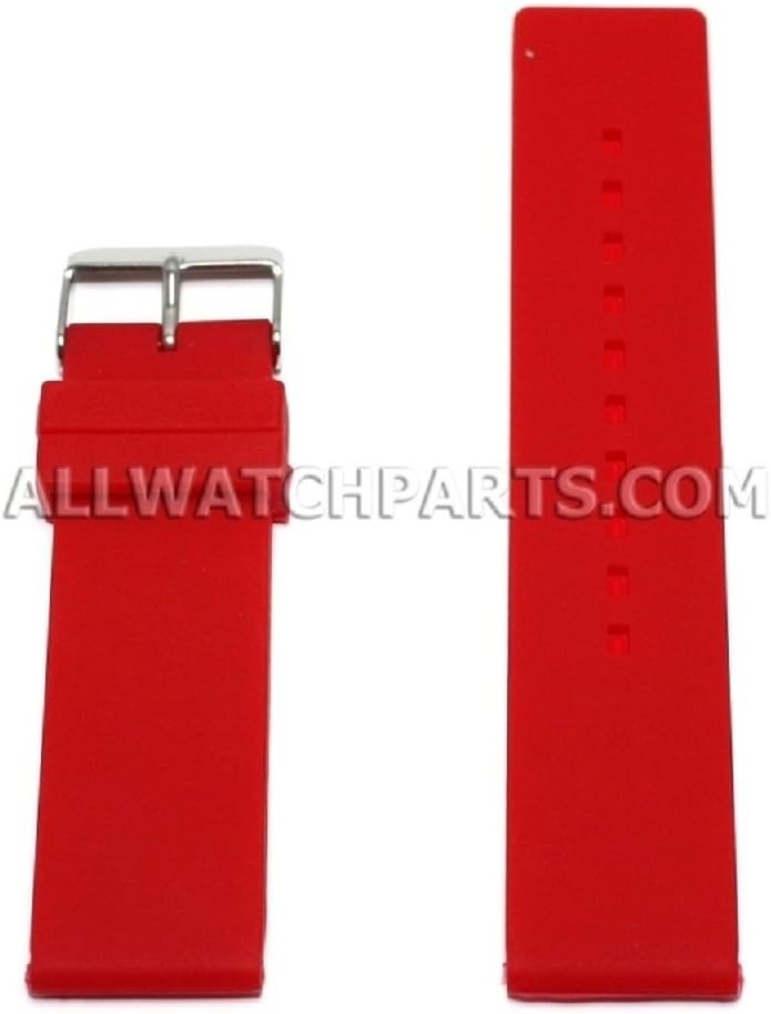 18mm Flat Red Silicone Rubber Watch Strap
