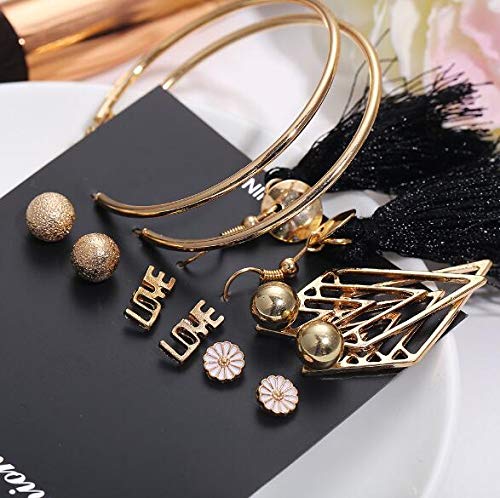 Auch 6 Pairs Assorted Multiple Tassel Stud Dangle Earring Set Dangl Fashion Jewelry for Women Girls