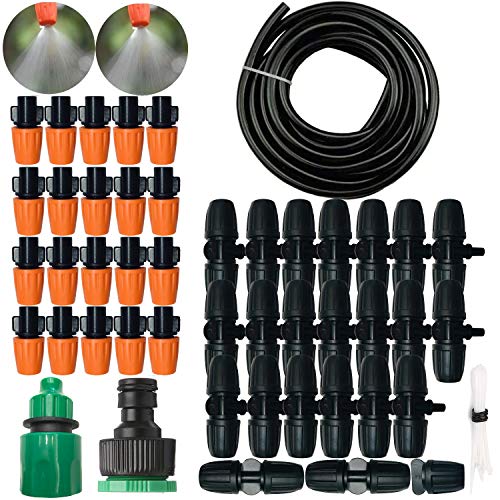 2019 Upgrade Outdoor Misting Cooling System Kit, Drip Irrigation Watering Kits, Great for Summer Mister Cooling and Plants Watering, 49FT Misting Line + 20PCS Adjustable Misting Nozzles+Quick Adapter - Thumbnail 7