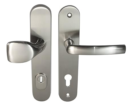 Haustür Schutzbeschlag Security 305 Nickelmatt HS-92 mm mit ZA Türdrücker