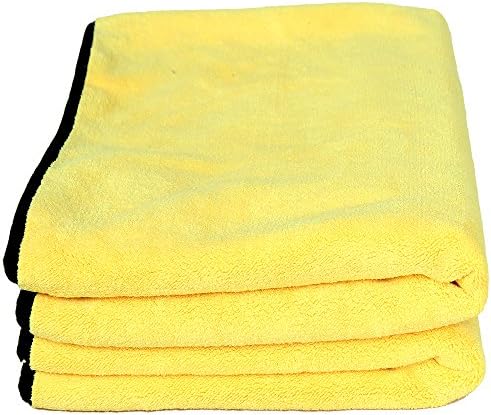 (2-Pack)800GSM PREMIUM 80/20 BLEND Ultra Thick Plush Microfiber towels for cars Buffing Cloths Super Absorbent Dry Auto Towels Yellow+Grey 24 x 36 inches