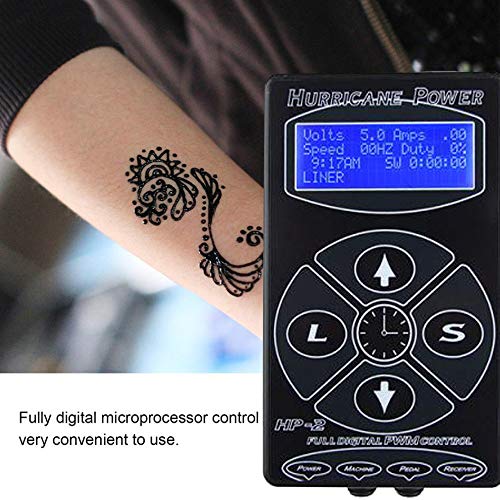 Tattoo Power Supply - Yakecan Professional Tattoo Power Supply Kit Intelligent Digital LCD Rotary Tattoo Power Supply Set with Cord Fits for All Tattoo Machine Tattoo Supply Tattoo Kit - Thumbnail 2