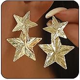Gold Star Earrings for Women Dangle Big Gold Statement Earrings for Women Silver Star Dangle Earrings Large Silver Chunky Earrings Star Accessories Chunky Jewelry