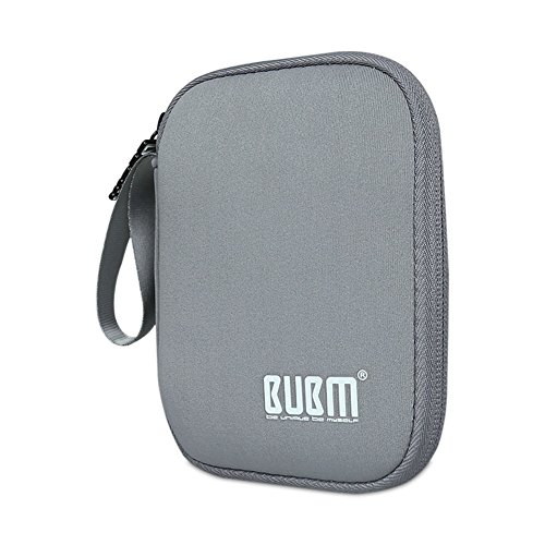 External Hard Drive Case, BUBM Soft Carrying Travel Case for 2.5-Inch Portable External Hard Drive/Portable Hard Drive Protection Box Case/Electronics Travel Organizer/Cable Bag-Grey
