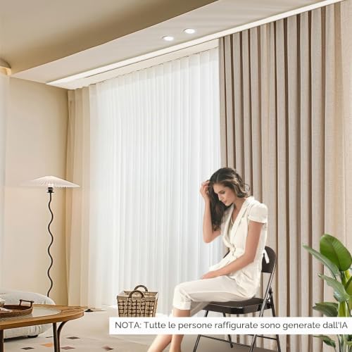 Double Row Curtain Track Silent Ceiling Curtain Track for Bedroom Living Room Hospital (White)