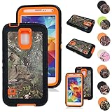 For Galaxy S5 Case, Kecko® Hunting Tree Camouflage Shock Absorbent Drop Protection High Impact Military Duty Rugged Silicon Camo Case w/ Screen Protector for Samsung Galaxy S5 i9600 (F-Orange)