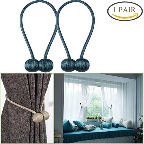 YIDIE 2 Pieces Curtain Tiebacks Classic European Window Holdbacks Home Office Decorative Drapes Holders with Strong Magnetic, Blue/1 Pair