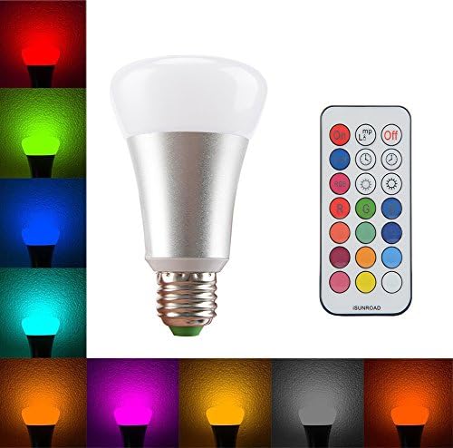 YOMM 10W RGBW E27 LED Light Buld,Dimmable Mood Light Bulbs with Timer Function Remote Control(RGB+Daylight White)