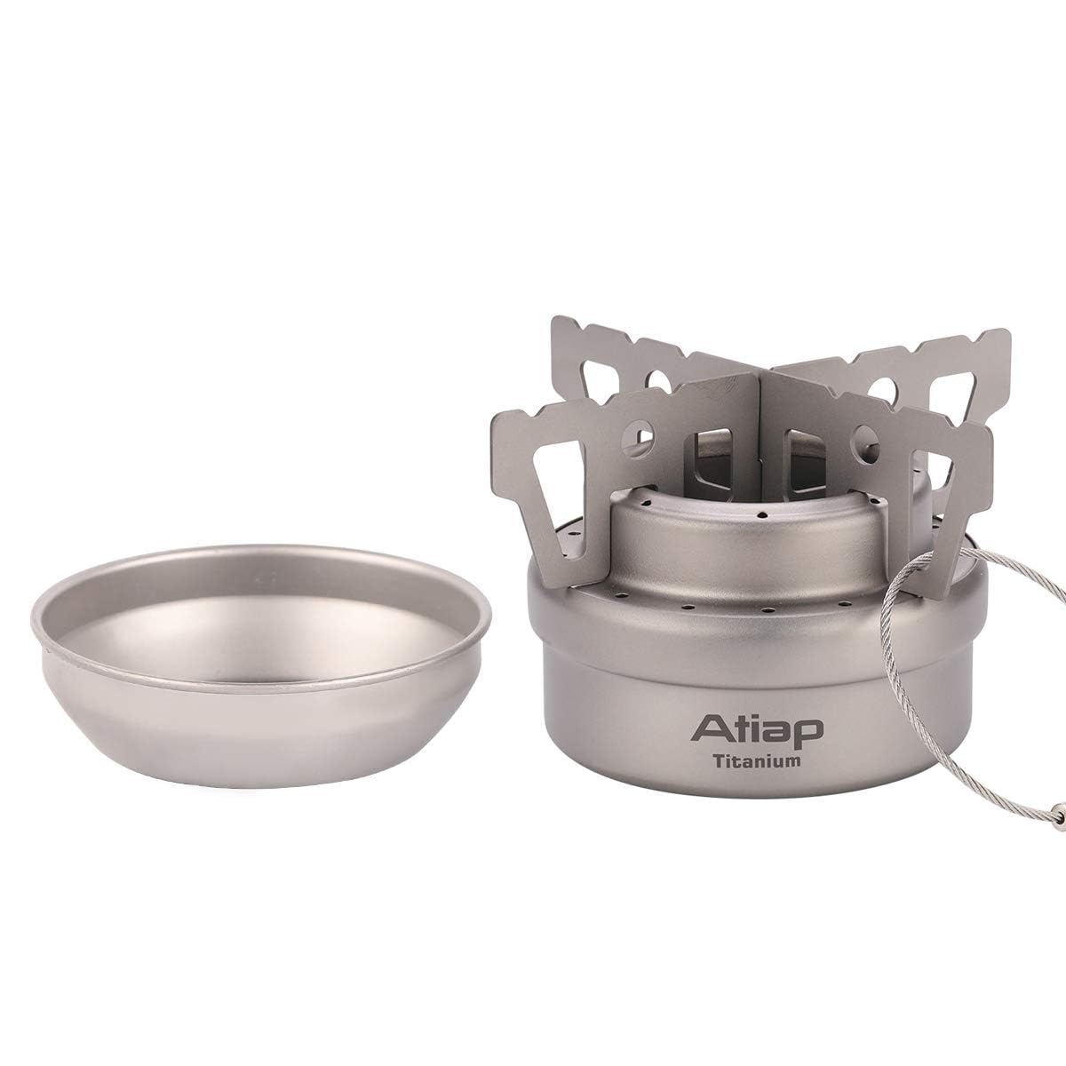 ATiAP Alcohol Stove, Titanium Portable Camping Backpacking Hiking Stove with Cross Stand Carry Bag(with fire Cover)