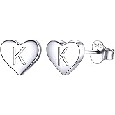 ChicSilver Hypoallergenic 925 Sterling Silver Heart Initial Stud Earrings for Women Sensitive(with Gift Box)