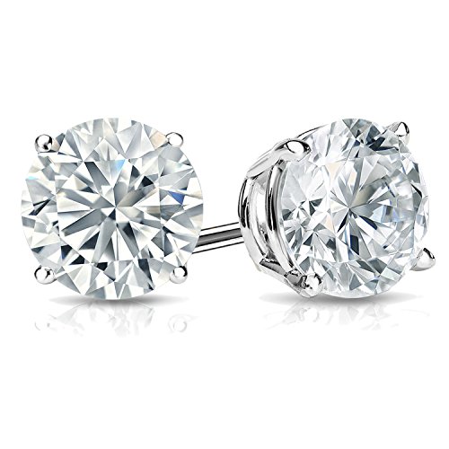 GIA Certified Platinum Round Diamond Stud Earrings 4-Prong (5.00 cttw, J-K, SI2-I1) SB