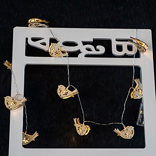 FANStek 2 AA Battery Powered Birds String Lights 5.4 ft 10 LEDs for Indoor, Outdoor, Thanksgiving, Wedding, Birthday, Baby Shower Parties &amp; Children’s Room Decorations (Wooden birds)