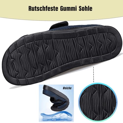 Zapatillas de Casa Ajustables Punta Abierta Hombre Mujer Sandalias Diabéticos Cierre Dos velcros Pantuflas para Ortopédica Neuropatía Calzado para Edema Artritis Respirable 36-46EU