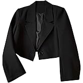 SHENHE Women's Cropped Blazer Business Casual Lapel Collar Button Open Front Suit Jacket