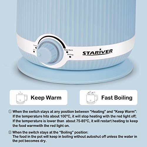 Stariver Electric Hot Pot, 2L Electric Cooker, MultiFunctional Mini