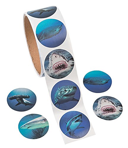 Photo Realistic Shark Stickers - 100 Stickers Per Roll, Shrink-wrapped