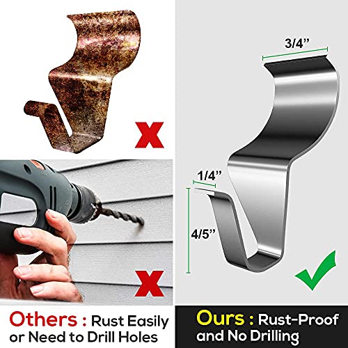 Booda Brand Siding Hooks (50 Pack), Heavy Duty Stainless Steel Vinyl