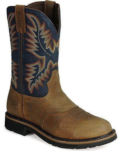 Justin Original Work Boots Men's Stampede Work Boot,Copper Kettle Rowdy/Steel Blue,11.5 EE US