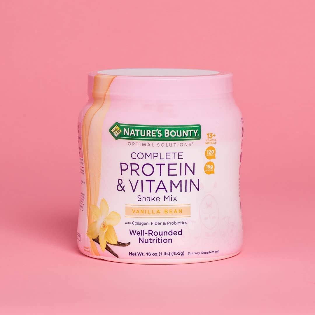 Protein Powder with Vitamin C by Nature's Bounty Optimal Solutions, Contains Vitamin C for Immune Health, Vanilla Bean Flavor, 1 lb: Health & Personal Care