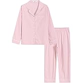 Latuza Women's Petite Length Pajamas Set Long Sleeve Button Down Pjs