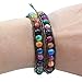 YHY Jewelry Handmade Genuine Leather Wrap Bracelet Bangle Cuff Rope Colorful Agate Beads