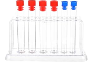 Cabilock Plastic Test Tubes Rack with 6pcs 10ml Testing Tubes for School Science Home Lab and Research Use, 6.7x5.1 Inch