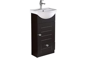 RENOVATORS SUPPLY MANUFACTURING Renovators Supply Mahayla Small Bathroom Vanity Sink with Black Cabinet - Heavy-Duty Vanity Sink with Faucet and Drain Assembly Required with Hardware - Grade A, Porcelain Scratch and Stain Resistant