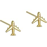 Rnivida 925 Sterling Silver Small Airplane Stud Earring for Women