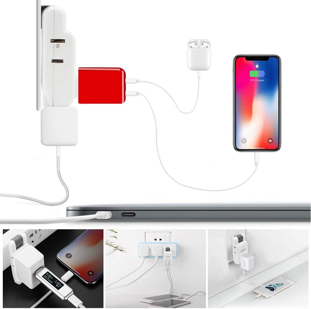 4 Outlet Wall Adapter, Sycon 2-Prong Swivel Ungrounded Indoor AC Mini Plug Wall Tap - White - - 