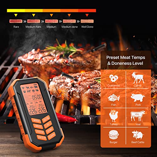 GORNEL Digital Wireless Meat Thermometer Cooking Thermometer with 2