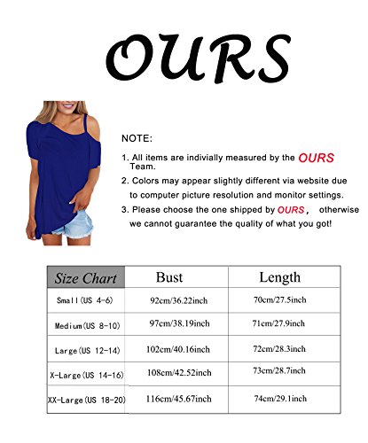 image for OURS Womens One Off Shoulder Short Sleeve Tops Asymmetrical Hem Loose 