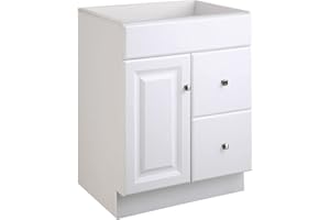 Design House 597161 Wyndham Unassembled Bathroom Vanity Cabinet Without Top, 24 x 18/1 Door, 2 Drawer, White