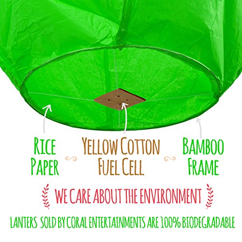 Chinese Lanterns 20-Pack Multi-Color, Fully Assembled And Fuel Cell Attached Is 100% Biodegradable, New Designed Sky Lantern With Gift Box Coral Entertainments For Any occasion. (Multi-Color)