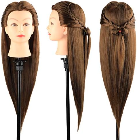 Training Head 32 inch Colorful Mannequin Head Hair Styling Training, Manikin Head Cosmetology Doll Head Synthetic Fiber Hair Hairdressing Training Head with free Stand holder